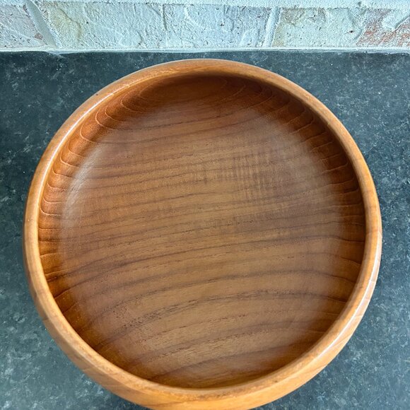 Vintage Teak Wooden Salad Bowl, Teak Salad Bowl, Midcentury Wooden Bowl - Picture 3 of 5
